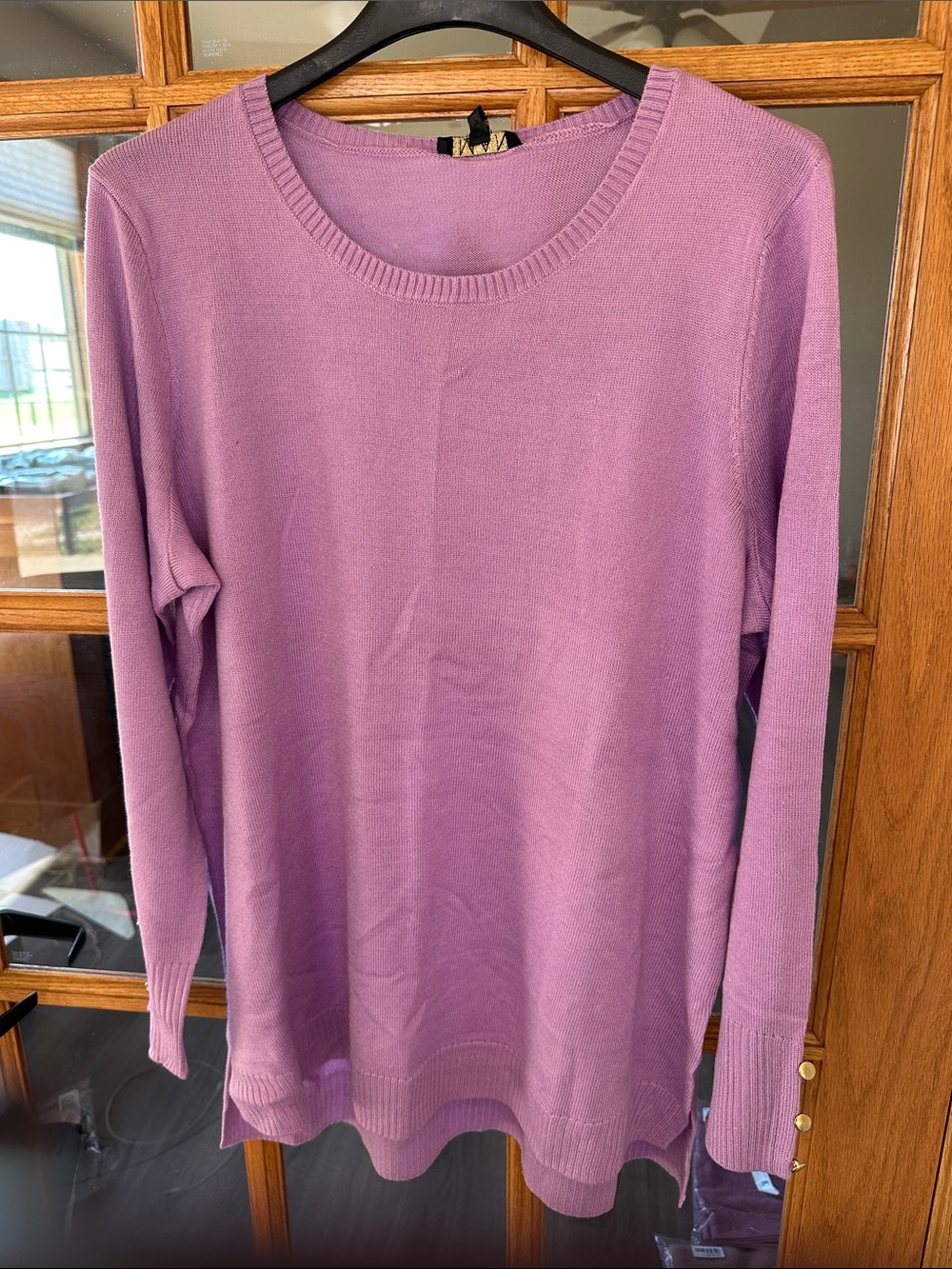 IMAN Lavender Scoop Neck Long-Sleeve Sweater